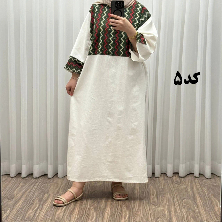 پیراهن کفتان لینن پاییزه فری سایز زنانه تا سایز 50 شیک و راحت کمربند دار بدون سایه اندازی