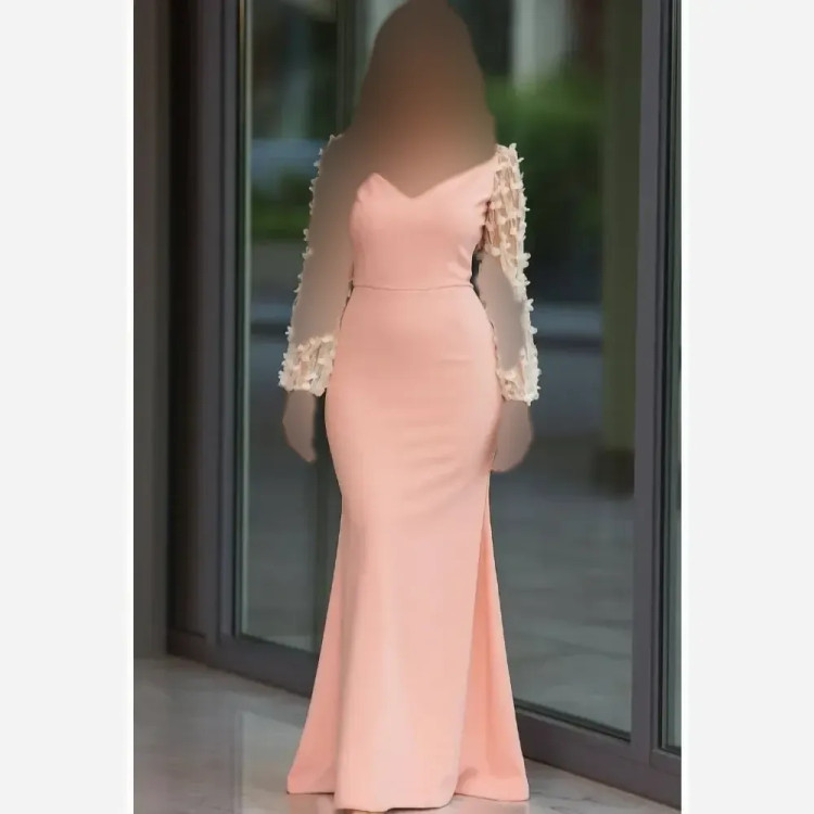 ماکسی آلیشان جنس کرپ کش و آستین تور پروانه برجسته قد 155