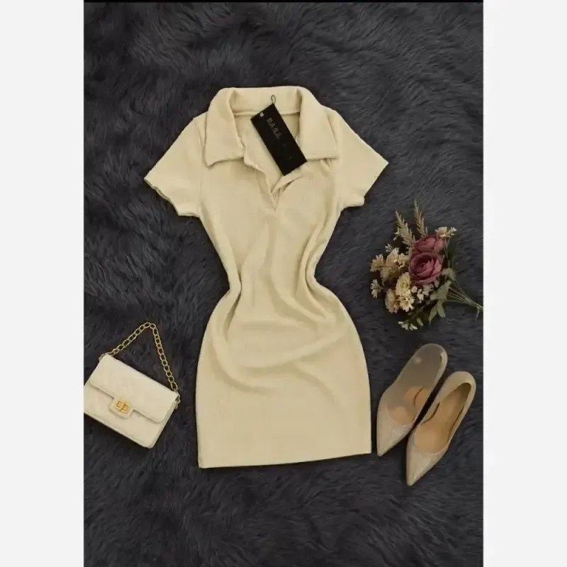 تونیک اسپورت یقه شکاری فانریپ کبریتی رنگ کرمی فری سایز