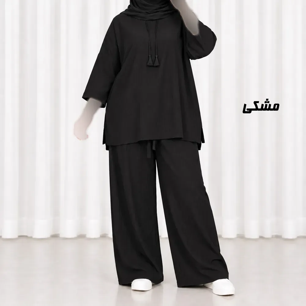 ست بلوز شلوار زنانه بیرونی جنس آیوا فری سایز مناسب تا سایز 50 چهارفصل