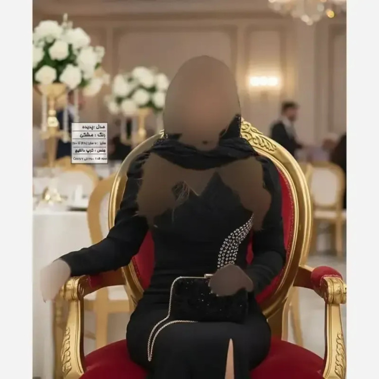 ماکسی مجلسی زنانه مدل مانیسا جنس کرپ دالقیچ نگین دار سایز بزرگ