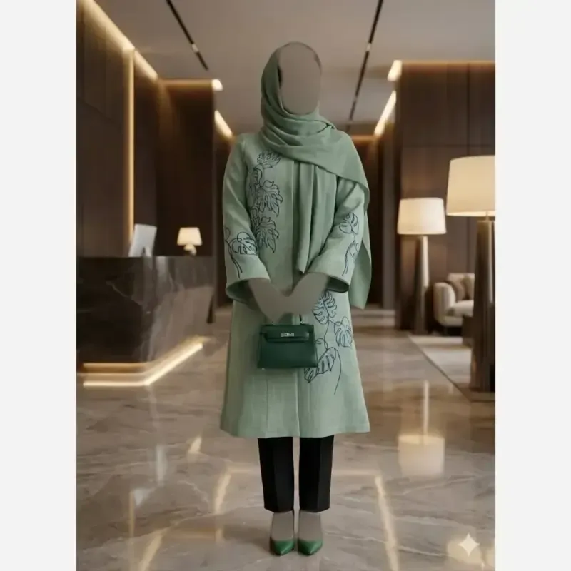 مانتو نیاز گلدوزی شده جنس شانتون اسلپ درجه یک مناسب تمام فصل ها