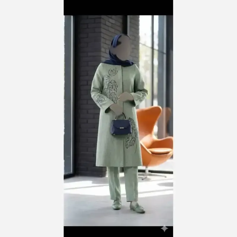مانتو نیاز گلدوزی شده جنس شانتون اسلپ درجه یک مناسب تمام فصل ها