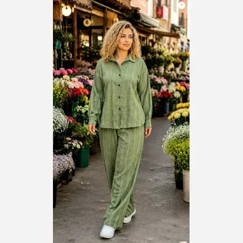 ست شومیز و شلوار زنانه جنس کوک دوزی سایز بزرگ رنگ بندی متنوع