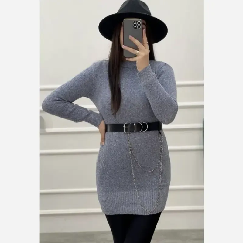 گپ بافت زنانه نیمه بلند مدل طاووس رنگ بندی فری سایز