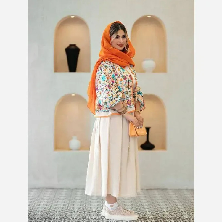 ست کت و دامن لینن فری سایز تا 48 تکرنگ