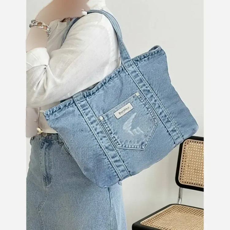کیف جین زنانه لی خارجی ابعاد 30 در 38 سانت رنگ ثابت